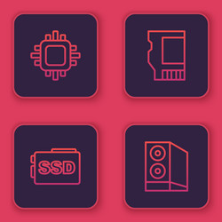 Set line processor with cpu ssd card and case vector