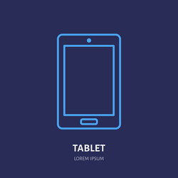 Tablet with blank screen flat line style icon vector