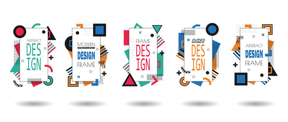 set of memphis frame minimal lines and dots vector image