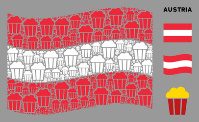 waving austrian flag mosaic popcorn bucket vector