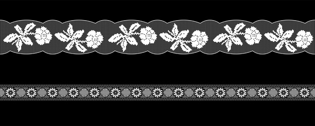 White laces on black background ornament vector