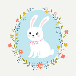 Floral Bunny Wreath Vector Image