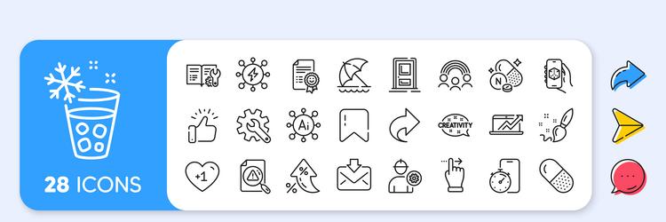 ice maker inclusion and timer app line icons vector image