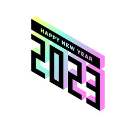 2023 happy new year isometric text design vector