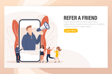 Flat icon with megaphone people refer friend vector