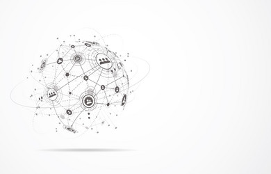 Global network connection world map point vector