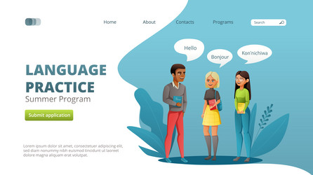 Language summer program website vector