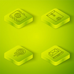 set isometric delete envelope mail and e-mail vector image