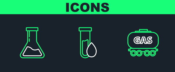set line gas railway cistern test tube and flask vector image