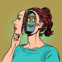 Android Illusion: Robotic Deception vector image
