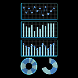 bar stacked column pie graph hi tech vector