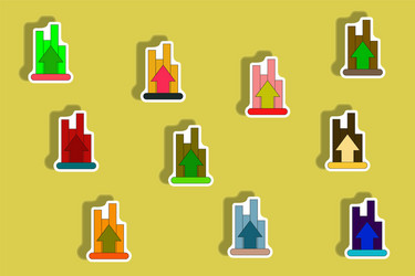 flat icons set of column chart with arrow up vector