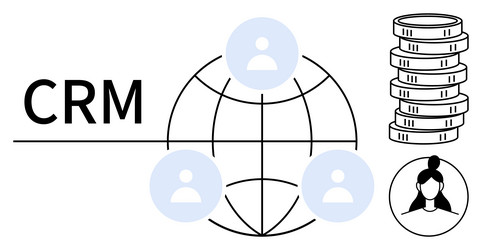 global crm network with user profiles vector image