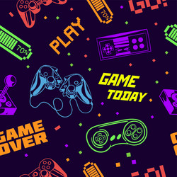 Neon Game Controller Pattern vector image
