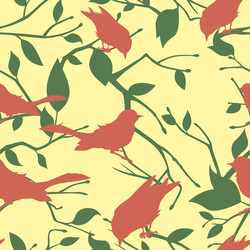 seamless pattern with birds and tree branches vector image