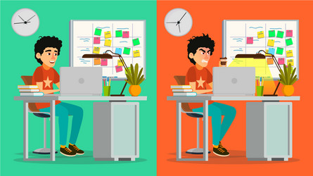 stressed out man young coder working vector image