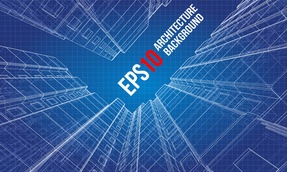 wire-frame model a multi-storey building vector image