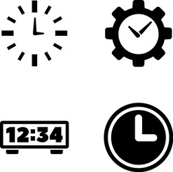 Alarm time clock watch simple related icons vector