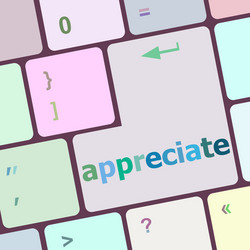 Computer keyboard keys with appreciate word vector