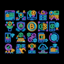 Fintech innovation neon glow icon vector