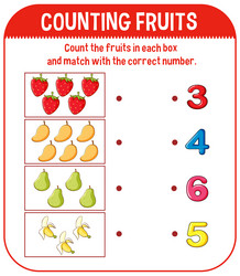 math game template with counting fruits vector