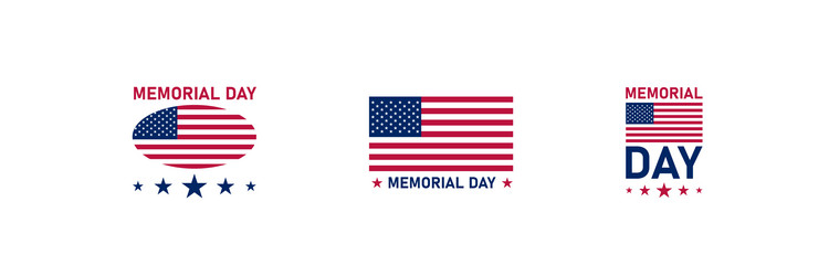 memorial day simple icon set usa flag concept vector