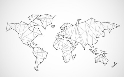 polygonal abstract world map with connected lines vector image