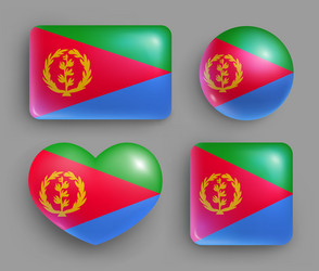 Set glossy buttons with eritrea country flag vector