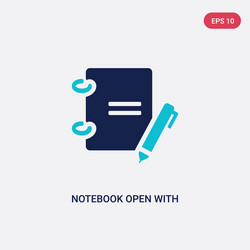 Two color notebook open with bookmark icon from vector