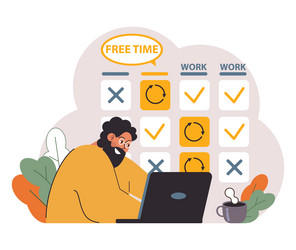 hybrid work characters with a flexible schedule vector image