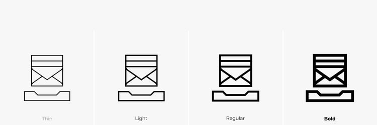 inbox icon thin light regular and bold style vector image