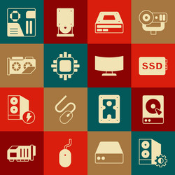 set case of computer hard disk drive hdd ssd card vector image