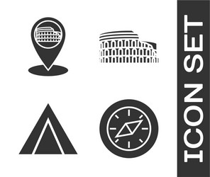 set compass map pointer with coliseum in rome vector image