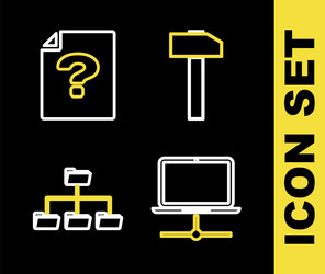 set line hammer computer network folder tree vector image