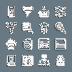 set line robot setting web developer programming vector image