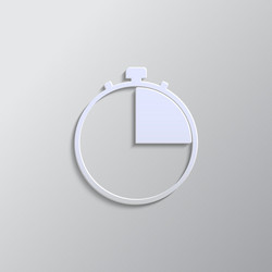 Timer time paper style icon grey color background vector