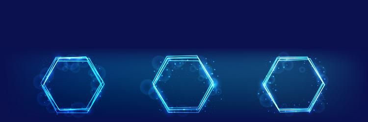 Neon Hexagon Frame - Shimmering Effect vector image