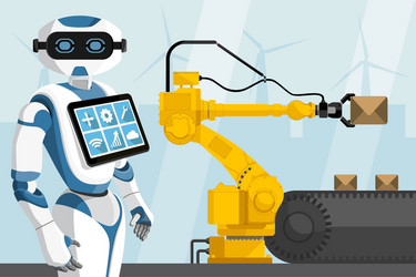 robot controls the handling vector image
