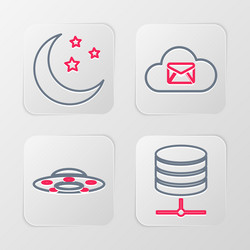set line server data web hosting ufo flying vector image