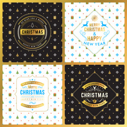 Set of vintage christmas greeting cards vector