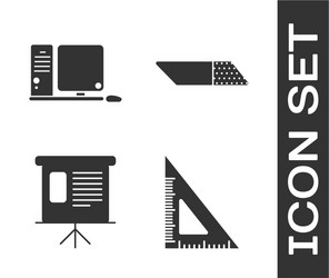 set triangular ruler computer monitor vector image