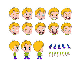 Set of elements for creating boy character vector