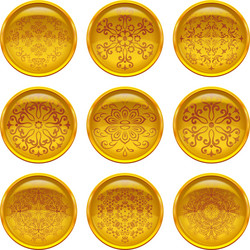 Buttons with patterns set vector