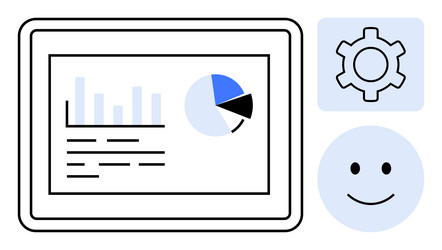 data dashboard with pie chart bar graph settings vector image