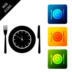 plate with clock fork and knife icon isolated vector image