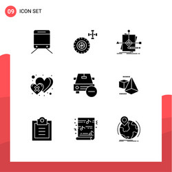 solid glyph pack 9 universal symbols less vector