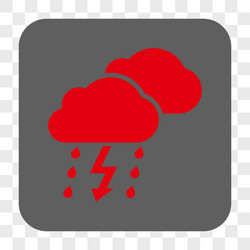 thunderstorm clouds rounded square button vector image