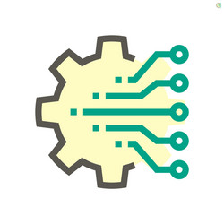 Computer chip processor technology and gear shape vector