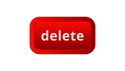 red delete button with bold white text vector image