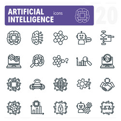 set of artificial intelligence line icons showing vector image